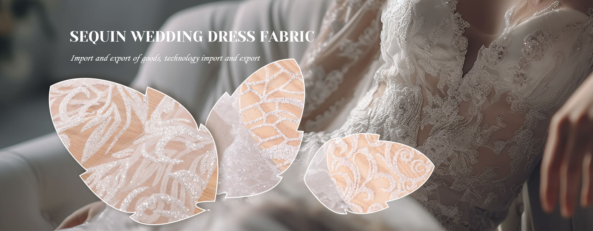 Fábrica de tela de vestido de novia de lentejuelas de China