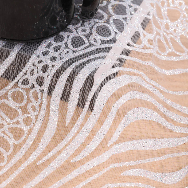 Tela de vestido de novia de lentejuelas coloridas